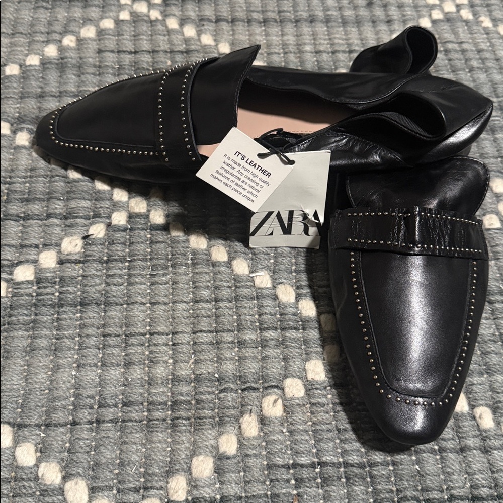 Zara Black Leather flats - Picture 2 of 6